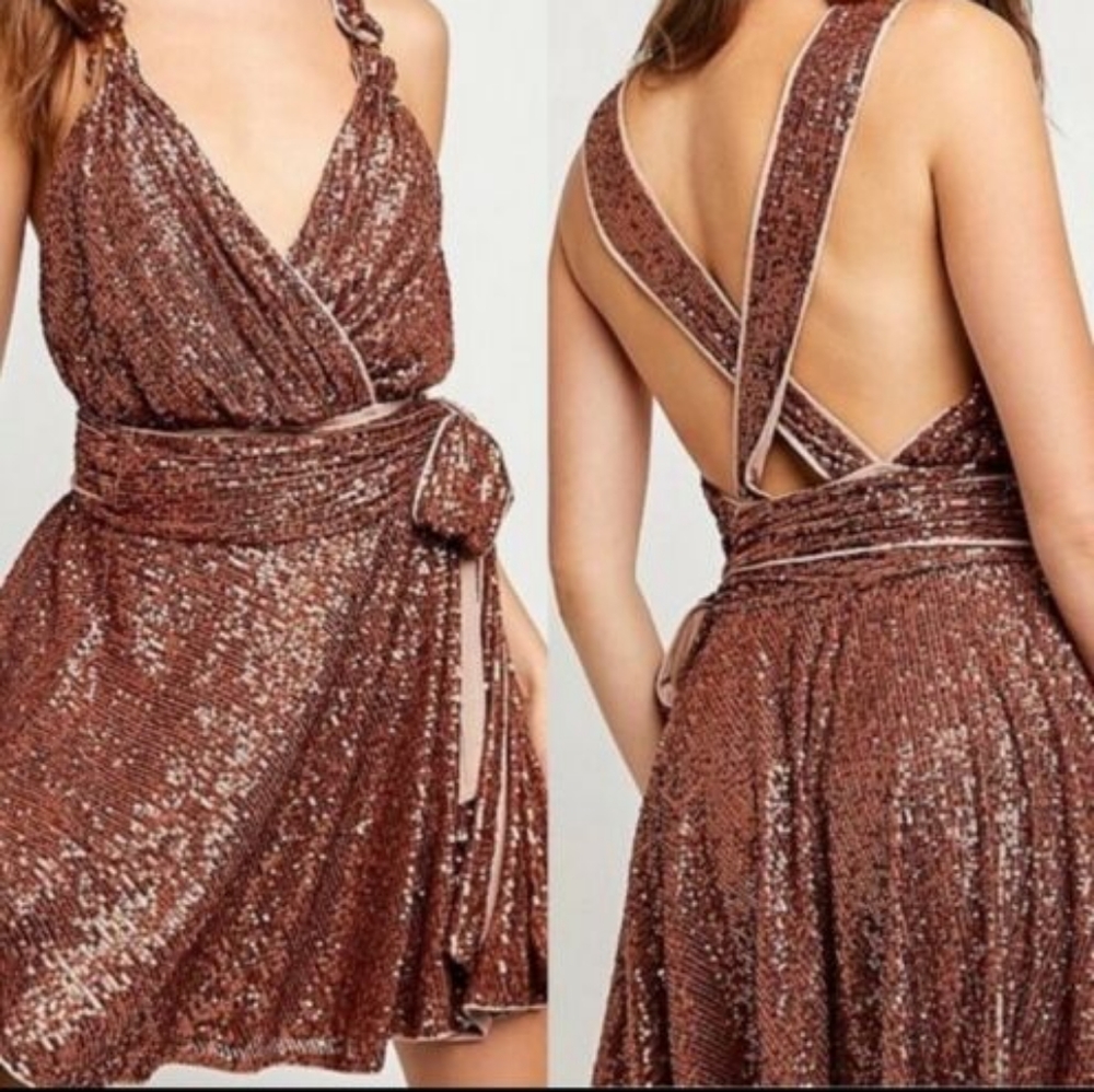 Free People copper sequin bodysuit